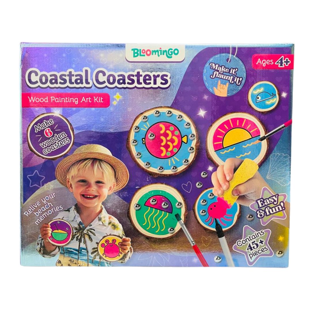 Bloomingo Coastal Coasters - Wood Painting Art Kit