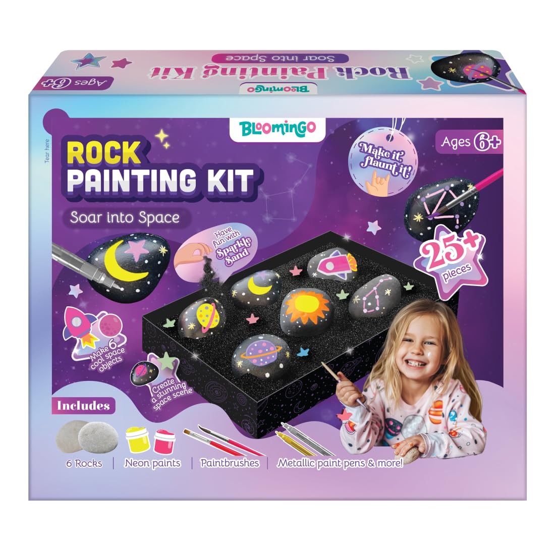 Bloomingo: Rock Painting-Soar Into Space Art & Craft Kit