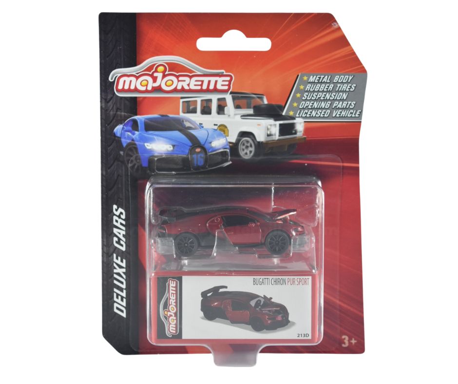 Bugatti Chiron Pur Sport Red + Collectors Box - 1:64 Deluxe Cars | Majorette
