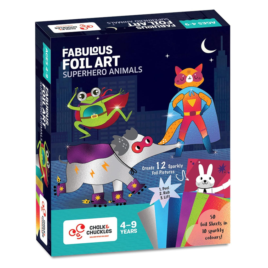 Chalk & Chuckles: Fabulous Foil Art- Superhero Animals