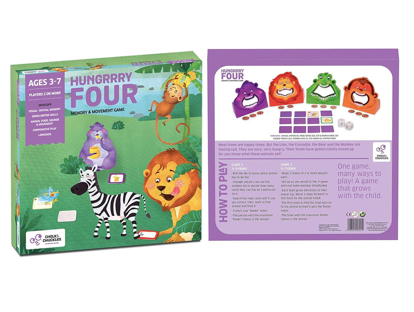 Chalk & Chuckles: Hungry Four Animals- Memory Game