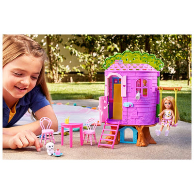 Chelsea Barbie Doll And Treehouse Playset With Pet Puppy