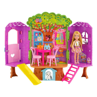 Chelsea Barbie Doll And Treehouse Playset With Pet Puppy