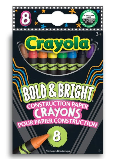 Crayola Bold & Bright Construction Paper Crayons, 8 Count