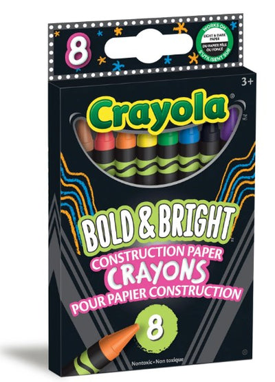 Crayola Bold & Bright Construction Paper Crayons, 8 Count