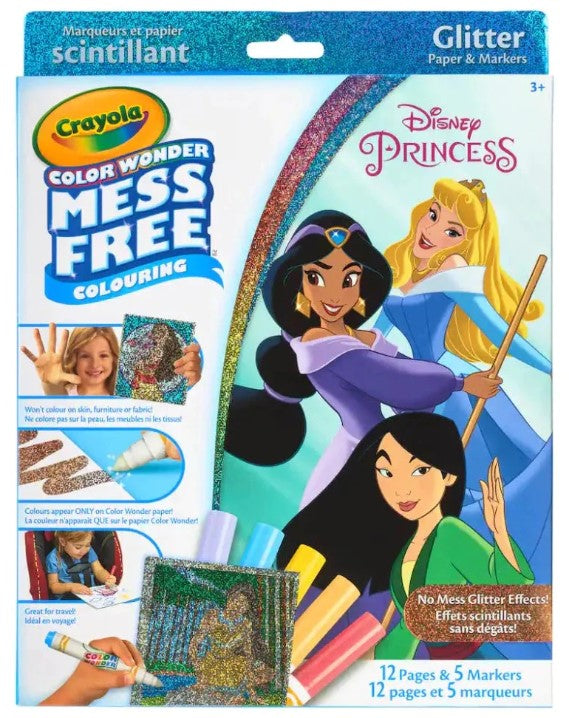 Crayola Disney Princess Color Wonder Mess-Free Glitter Paper & Markers Kit