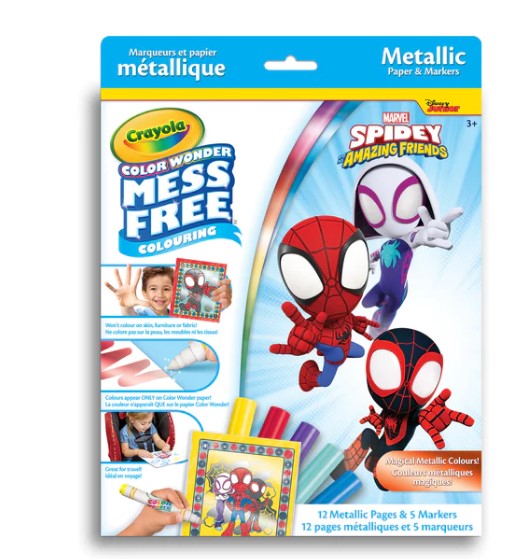 Crayola Marvel Spidey And His Amazing Friends Color Wonder Mess-Free Metallic Paper & Markers Kit