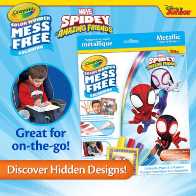 Crayola Marvel Spidey And His Amazing Friends Color Wonder Mess-Free Metallic Paper & Markers Kit