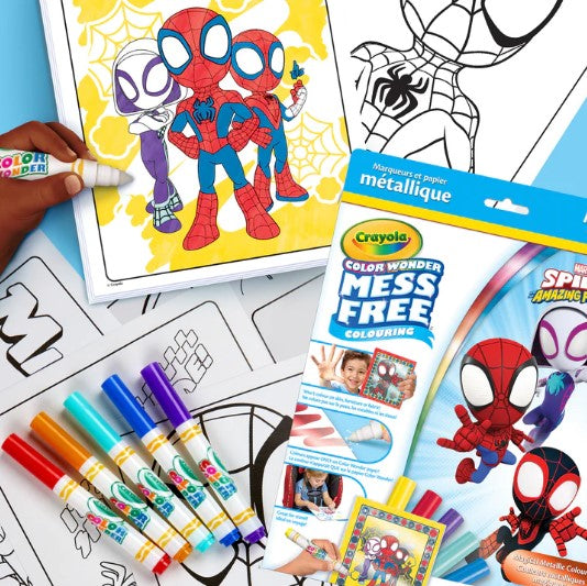 Crayola Marvel Spidey And His Amazing Friends Color Wonder Mess-Free Metallic Paper & Markers Kit