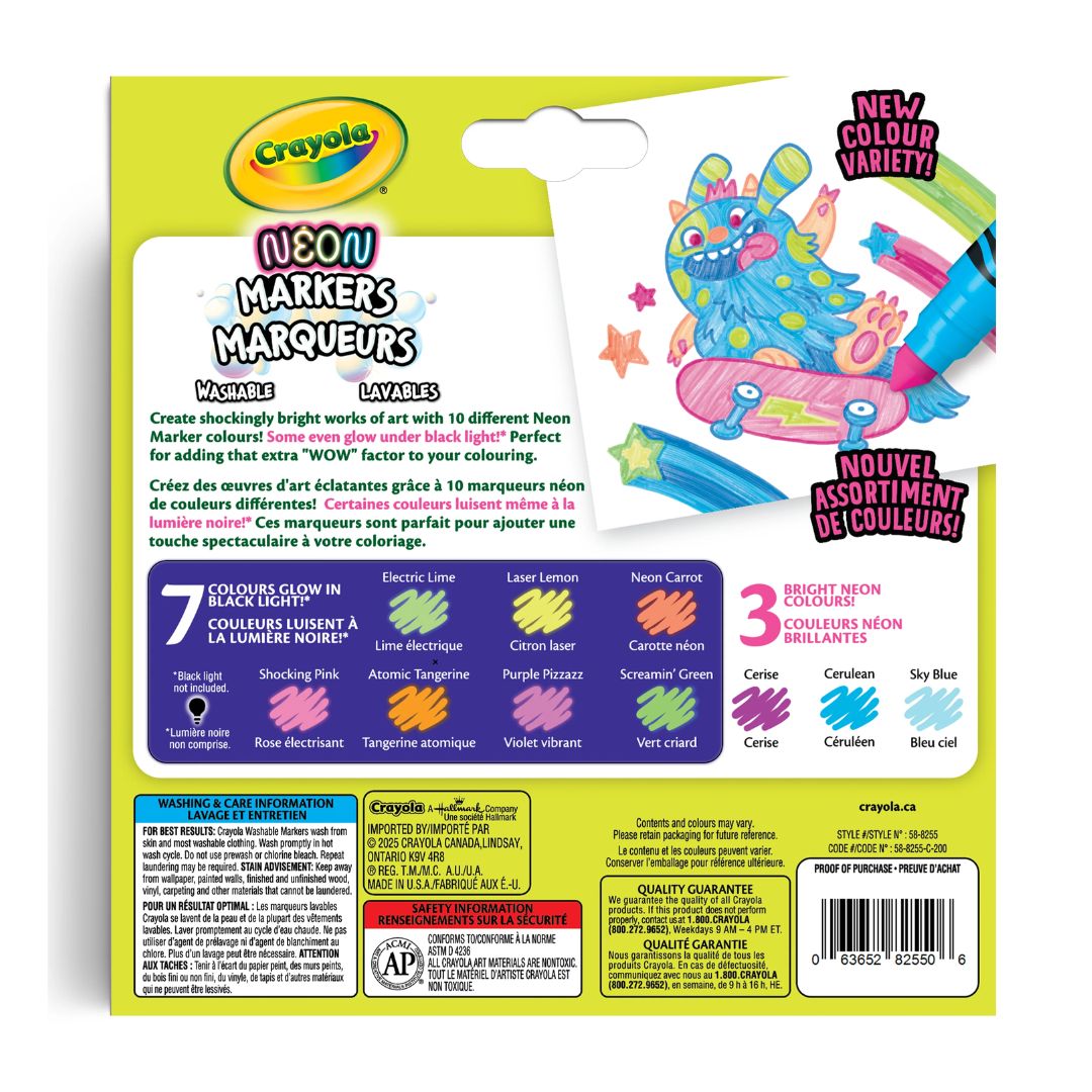 Crayola: Neon Washable Markers, 10 Count