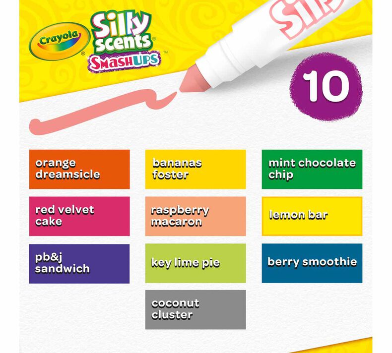 Crayola Silly Scents Smash Ups Washable Marker, 10 Count