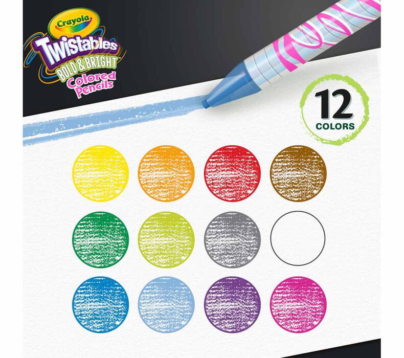 Crayola Twistables Colored Pencils, Bold & Bright, 12 Count