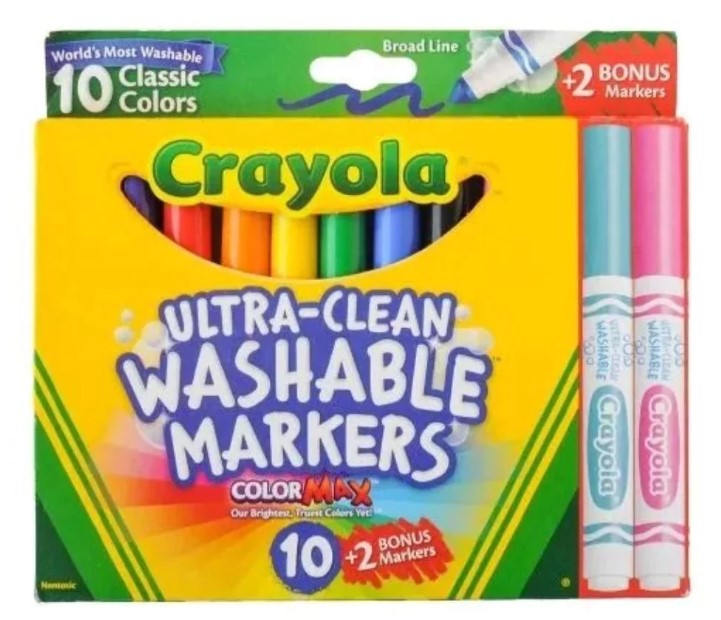 Crayola Ultra Clean Washable Markers 10 Classic Colors + 2 Bonus Markers