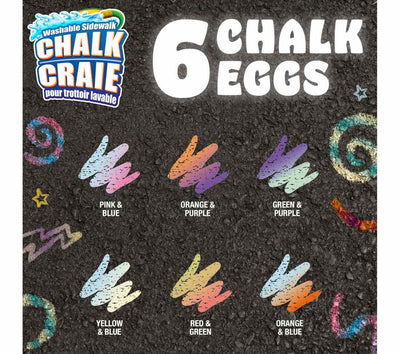 Crayola Washable Sidewalk Chalk Eggs, Tie-Dye, 6 Count