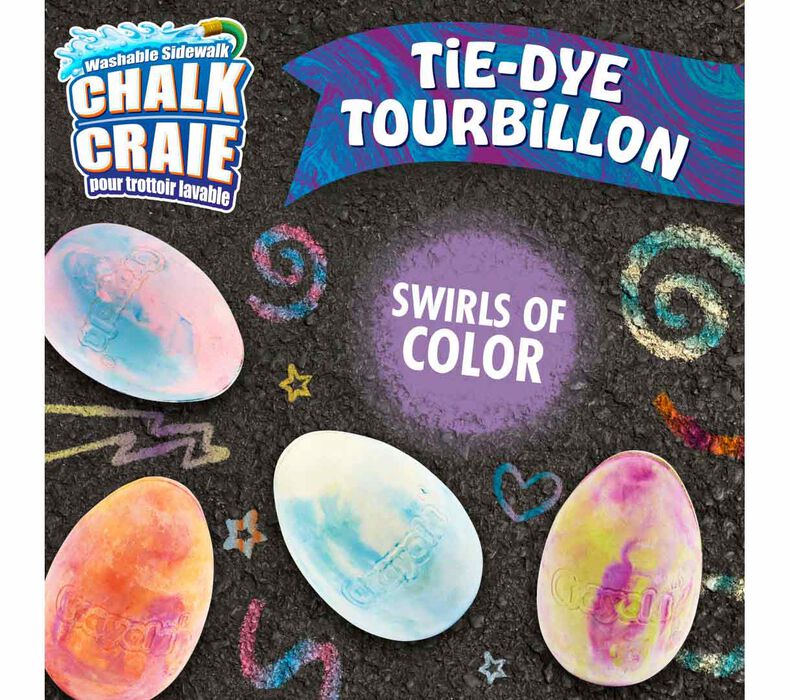 Crayola Washable Sidewalk Chalk Eggs, Tie-Dye, 6 Count