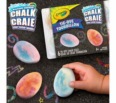 Crayola Washable Sidewalk Chalk Eggs, Tie-Dye, 6 Count