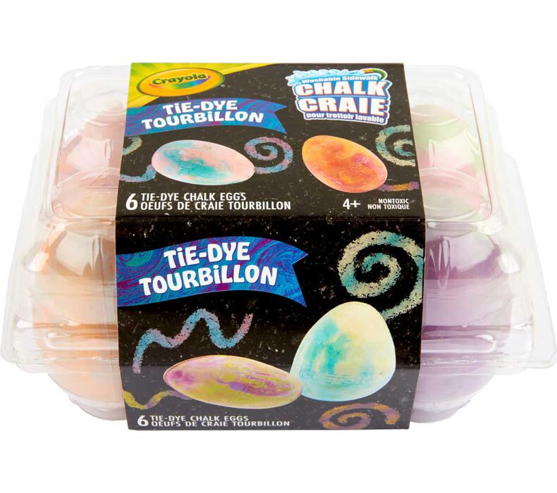 Crayola Washable Sidewalk Chalk Eggs, Tie-Dye, 6 Count