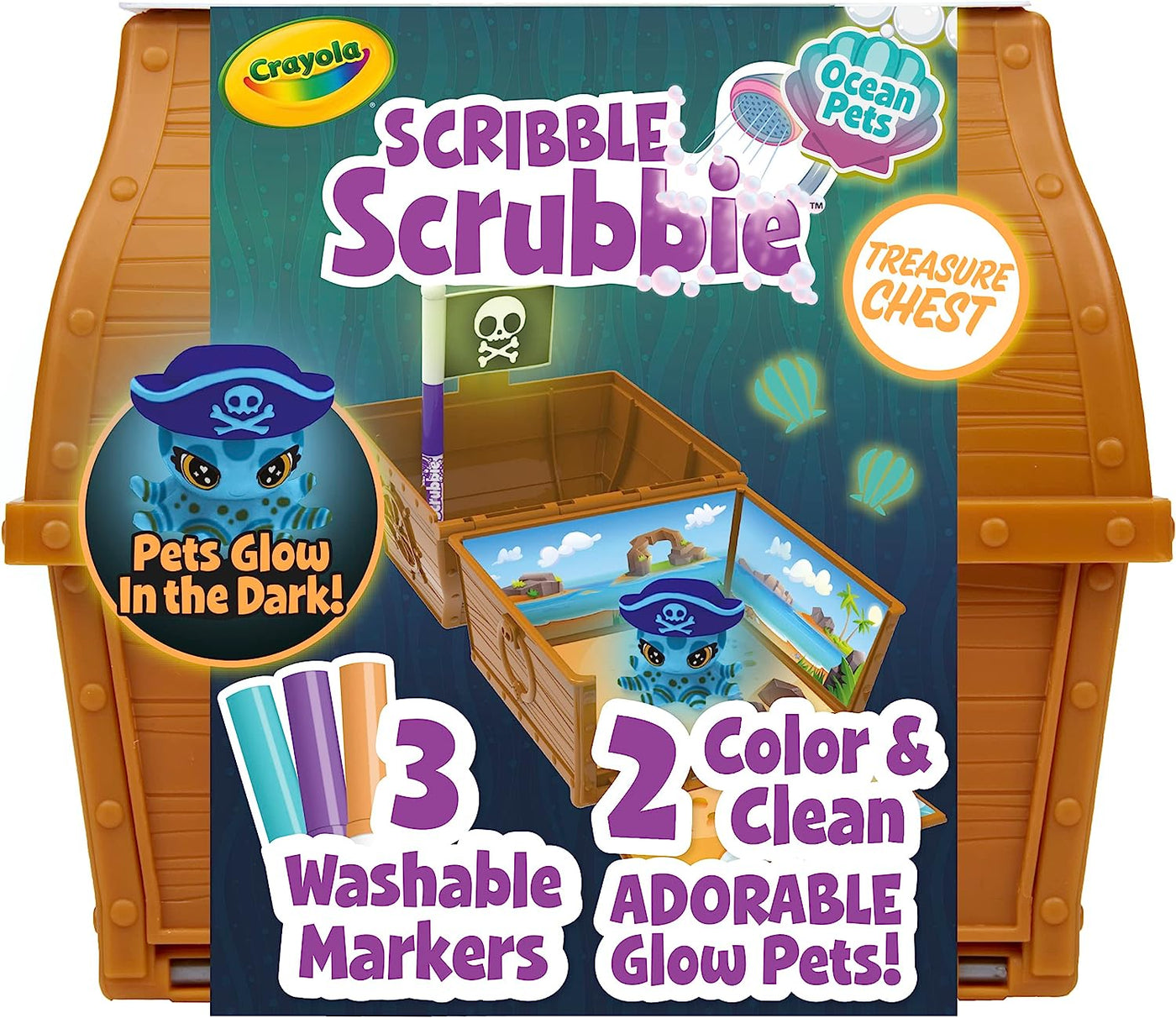 Scribble Scrubbie Pets Glow Ocean Treasure Chest Playset