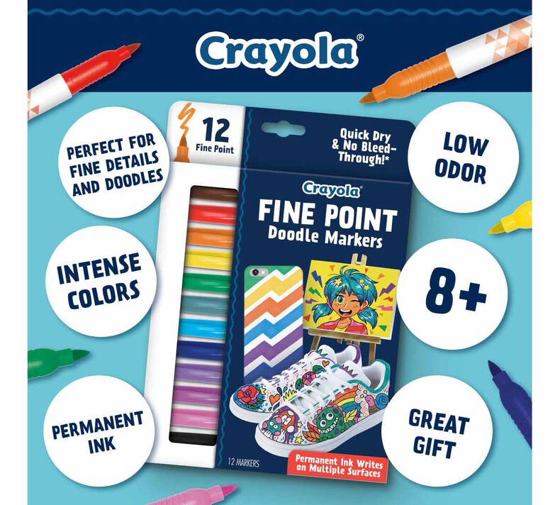 Crayola Fine Point Doodle Markers, 12 Count Krazy Caterpillar
