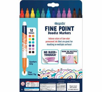 Crayola Fine Point Doodle Markers, 12 Count