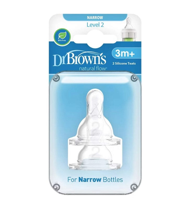 Dr. Brown Level 2 Silicone Narrow Nipple (Pack of 2)