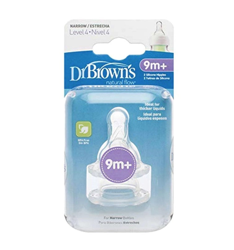 Dr. Brown Level 4 Silicone Narrow Nipple (Pack of 2)