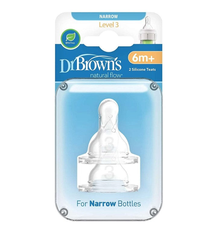 Dr. Brown Level 3 Silicone Narrow Nipple (Pack of 2)