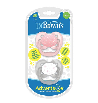 Dr. Brown Advantage Pacifiers Stage-1 | Stars: Pink (Pack of 2)