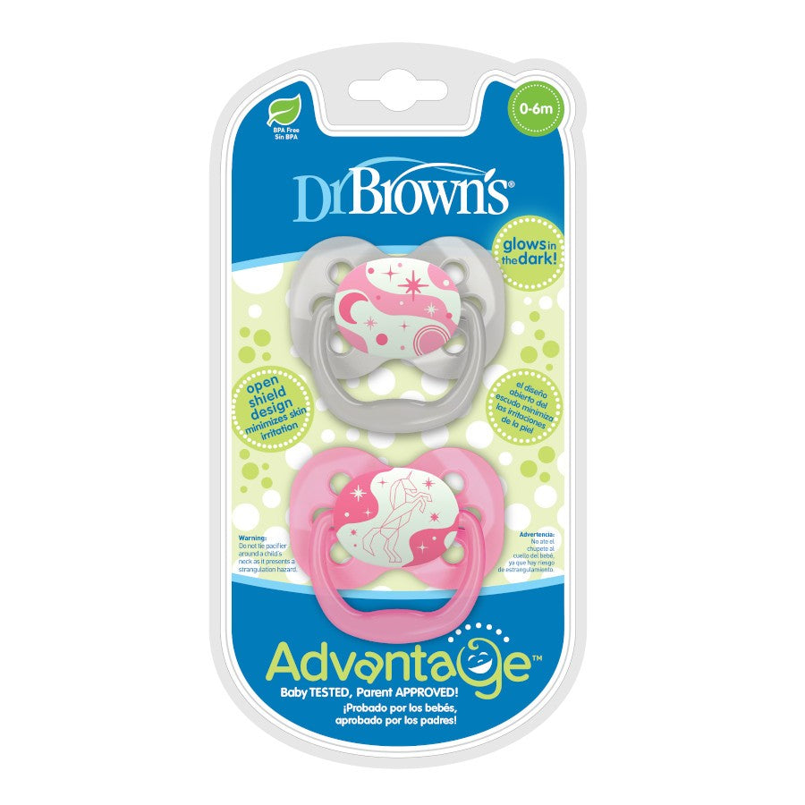 Dr. Brown’s™ Advantage™ Glow-in-the-Dark Pacifiers, 2 Count