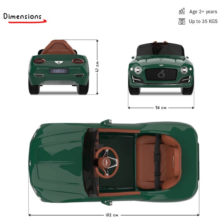 EMotorad: Formula Fun- BENTLEY EXP12 Ride-On Car for Kids-(Green)