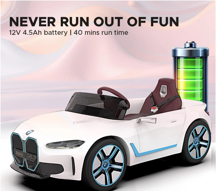 EMotorad Formula Fun BMW i4 Ride-On Car for Kids-(White)