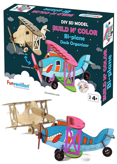 Funvention Bi-Plane -DIY Desk Organizer Pen Stand (3D Coloring Model)