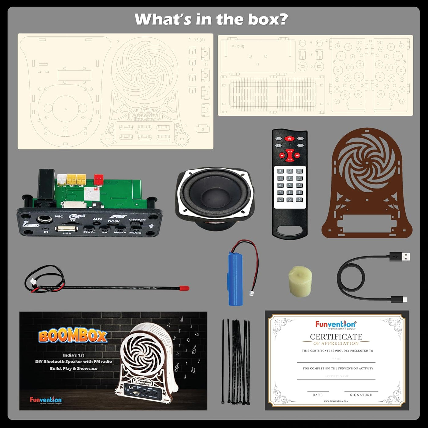 Funvention: Build Your Own Boombox DIY Bluetooth Speaker Model with FM Radio