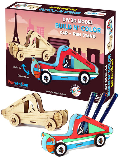 Funvention: Car- DIY Desk Organizer Pen Stand (3D Coloring Model)