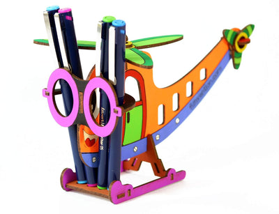 Funvention: Helocopter- DIY Desk Organizer Pen Stand (3D Coloring Model)