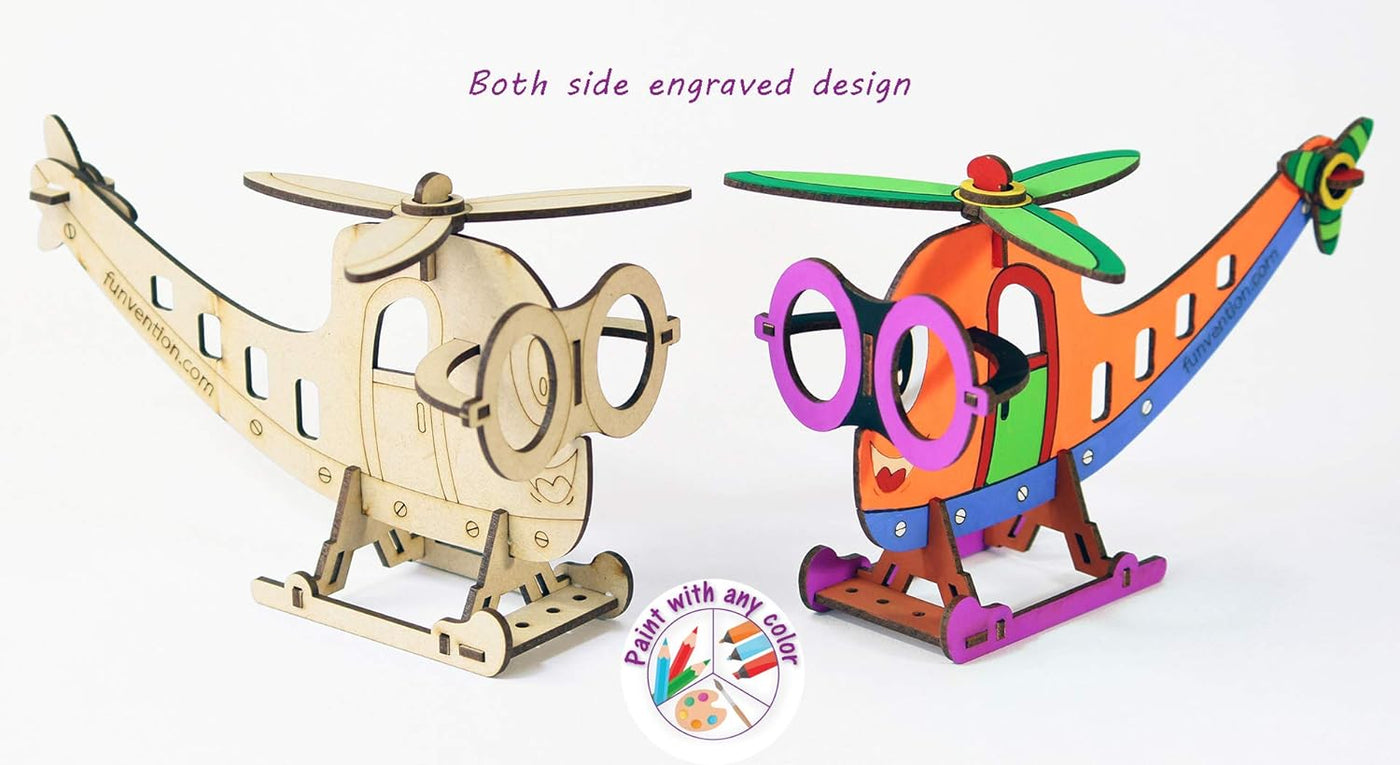 Funvention: Helocopter- DIY Desk Organizer Pen Stand (3D Coloring Model)