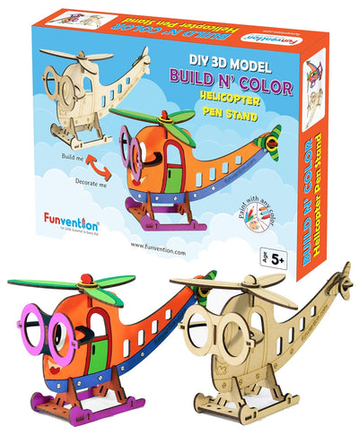 Funvention: Helocopter- DIY Desk Organizer Pen Stand (3D Coloring Model)