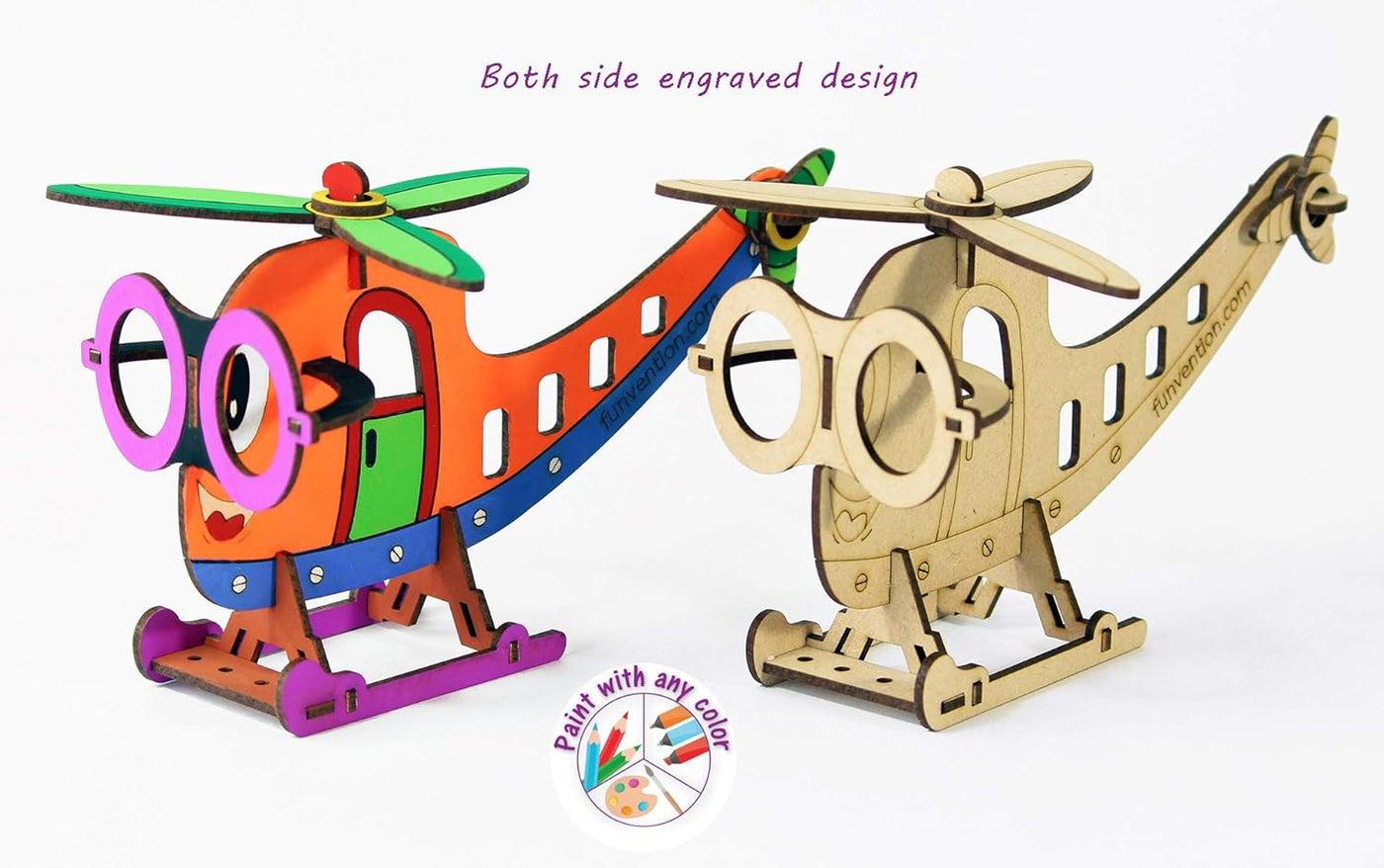 Funvention: Helocopter- DIY Desk Organizer Pen Stand (3D Coloring Model)