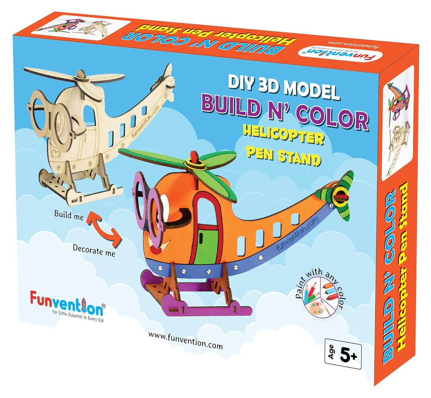 Funvention: Helocopter- DIY Desk Organizer Pen Stand (3D Coloring Model)