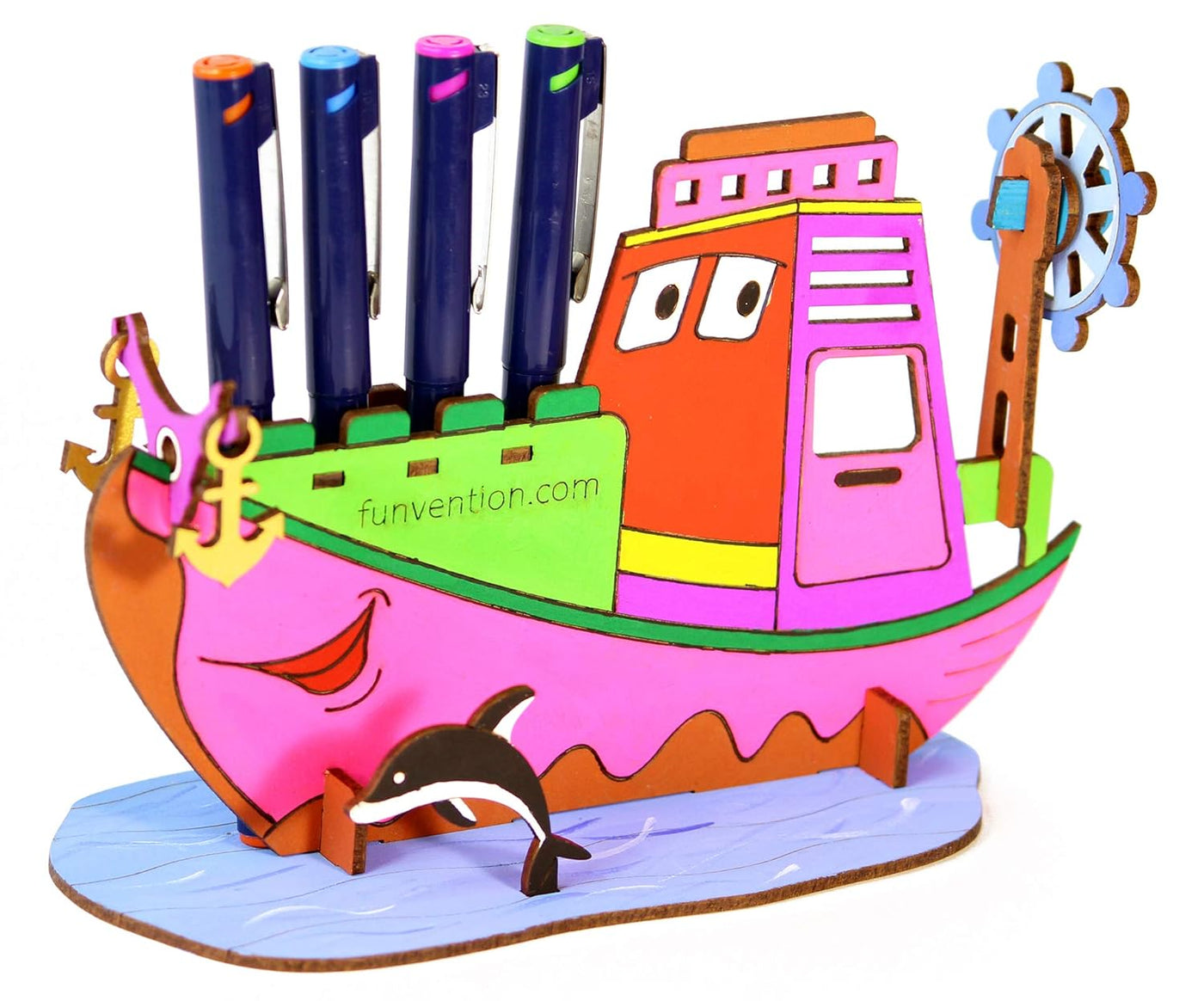 Funvention: Ship - DIY Desk Organizer Pen Stand (3D Coloring Model)