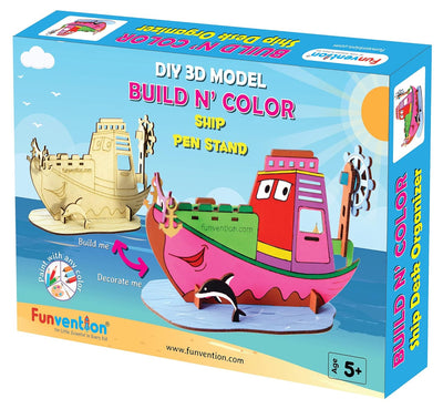 Funvention: Ship - DIY Desk Organizer Pen Stand (3D Coloring Model)