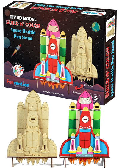 Funvention: Space Shuttle - DIY Desk Organizer Pen Stand (3D Coloring Model)