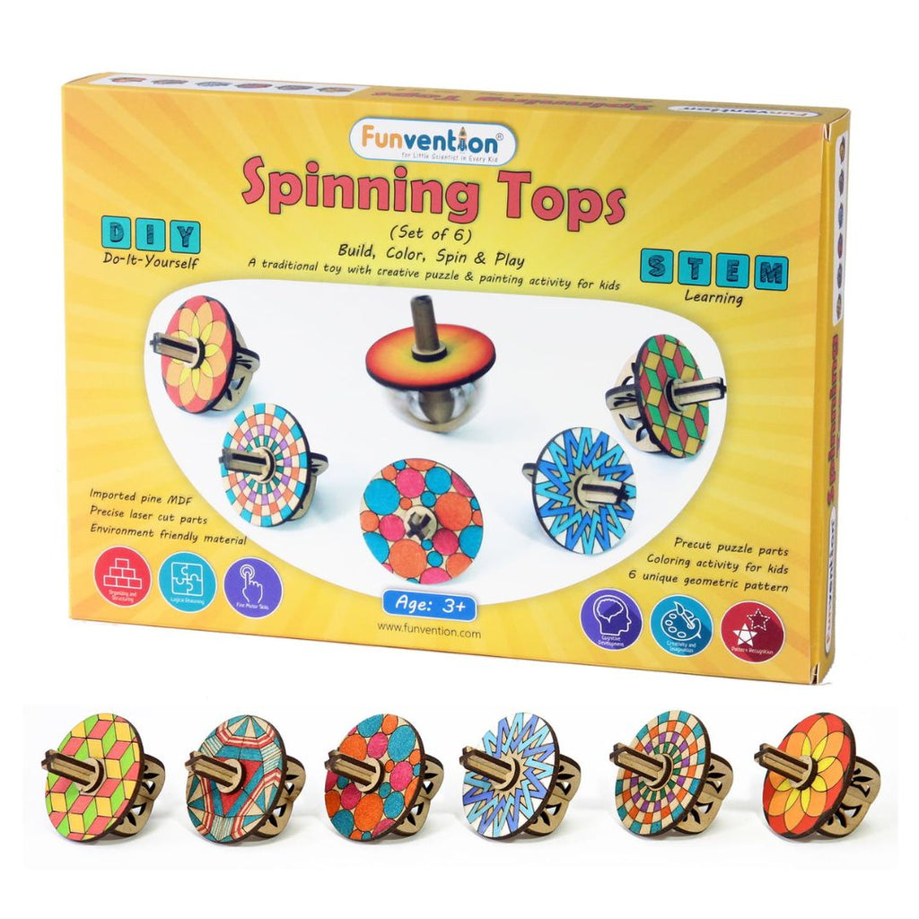 Funvention Spinning Top Kits - Set of 6 DIY Fidget Spinner Top