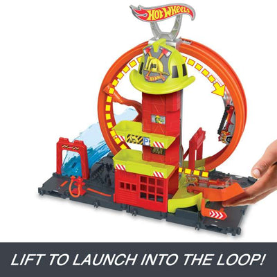 Hot Wheels: City Super Loop Fire Station Track Set