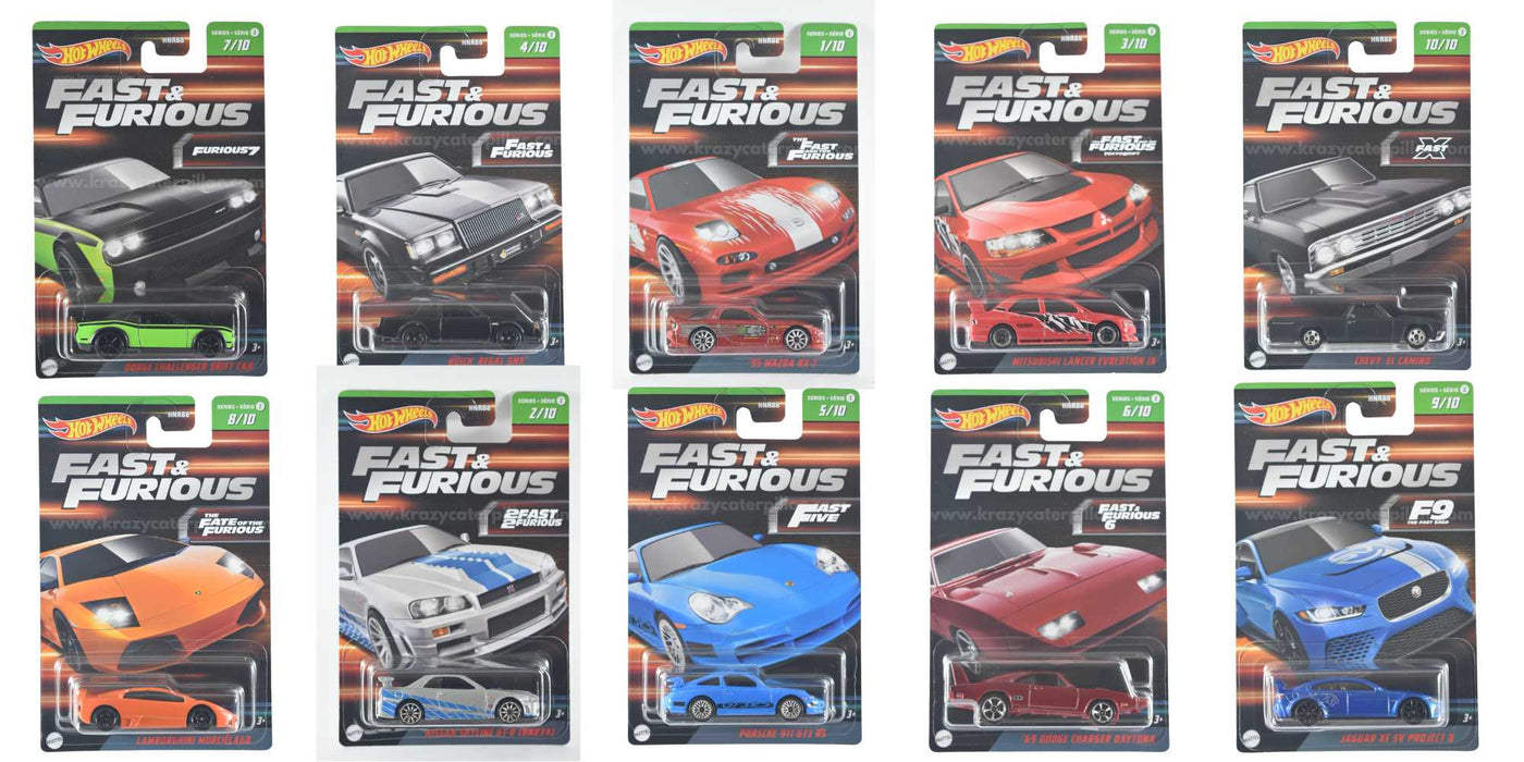 Hot Wheels Fast And Furious 10 Pieces Set