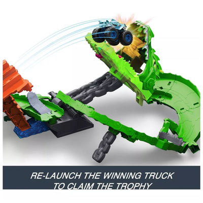 Hot Wheels Monster Trucks Sharks vs Dinos Dragon Destruction Track Set