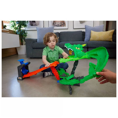 Hot Wheels Monster Trucks Sharks vs Dinos Dragon Destruction Track Set