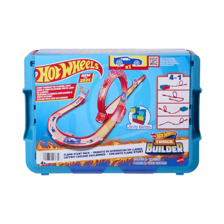 Hot Wheels Track Set And 1 Hot Wheels Car, Fire-themed Track Building Set