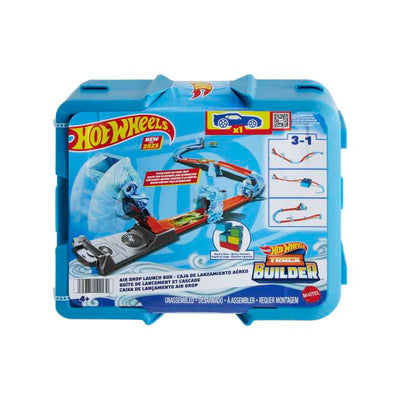 Hot Wheels Track Set, Blue Deluxe Track Builder Pack With Wind theme And 1 Hot Wheels Car