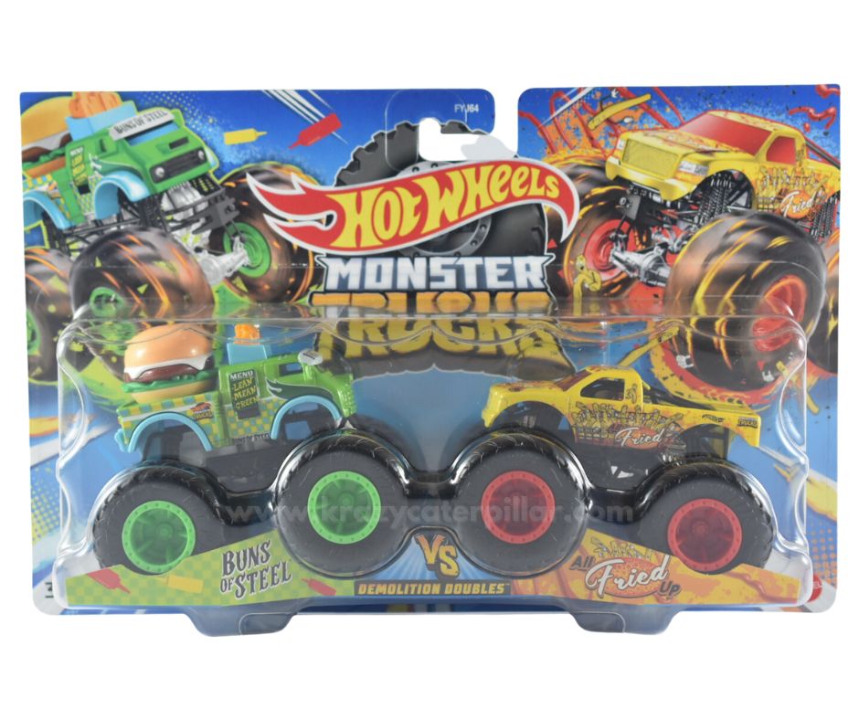 Buns Of Steel Vs. All Fried Up: Monster Trucks 1:64 Scale Demolition Doubles™ 2-Pack | Hot Wheels®